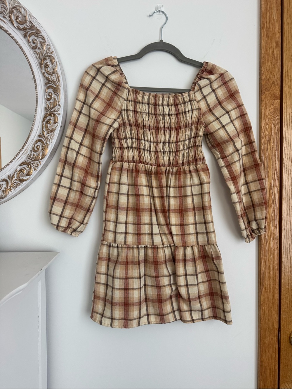 Plaid Flannel Smocked Dress, 10